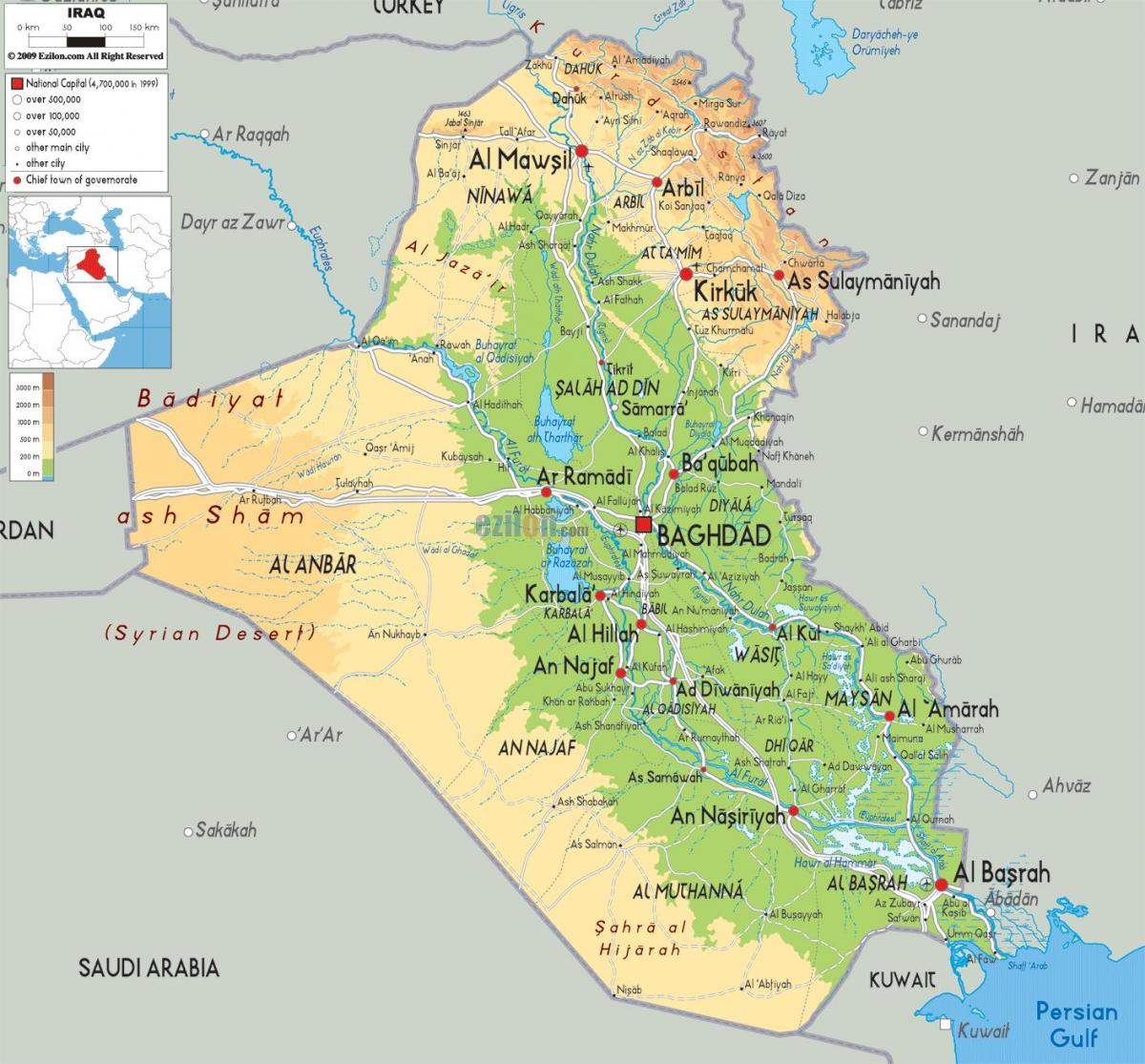 Peta Iraq geografi